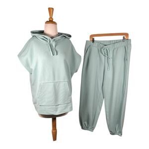 Zella Lounge Set Hoodie XL Joggers Large Mint Green Soft Stretch Athleisure Cozy